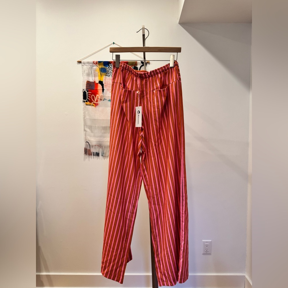 Orange and pink Striped Pants